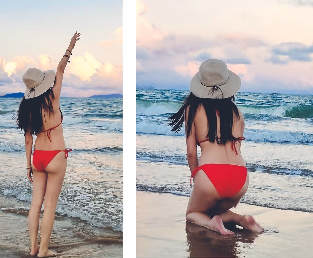 Cô tự tin diện bikini khoe vóc dáng nuột nà, làn da mịn màng xứng danh mỹ nhân "không tuổi" của showbiz Hoa ngữ.
