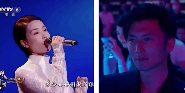 Tạ Đình Phong không biểu cảm, không vỗ tay khi Vương Phi hát trên sân khấu.