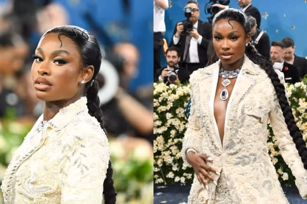 Coco Jones với đôi môi nude mọng nước, vừa cổ điển vừa hiện đại.