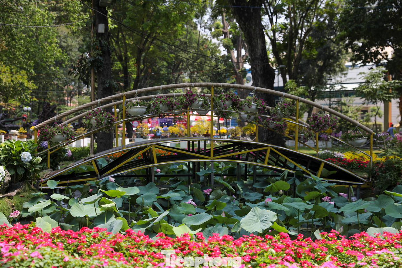 Các tiểu cảnh trên đồi cây xanh phía tay phải của trục hồ dài là những thảm hoa rực rỡ, tâm điểm là các mô hình nốt nhạc vui, màu sắc được thể hiện trên những nốt nhạc cách điệu, tạo nên những bản nhạc vui nhộn.