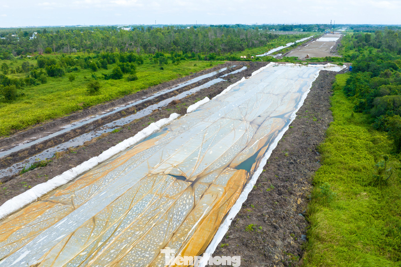 Nhà thầu đang tăng tốc xây dựng các hạng mục cầu, hầm trên tuyến, đẩy nhanh tiến độ xây dựng nền đường, đoạn xử lý đất yếu bằng đào thay đất đóng cừ tràm, cọc đất gia cố xi măng và thi công bấc thấm.