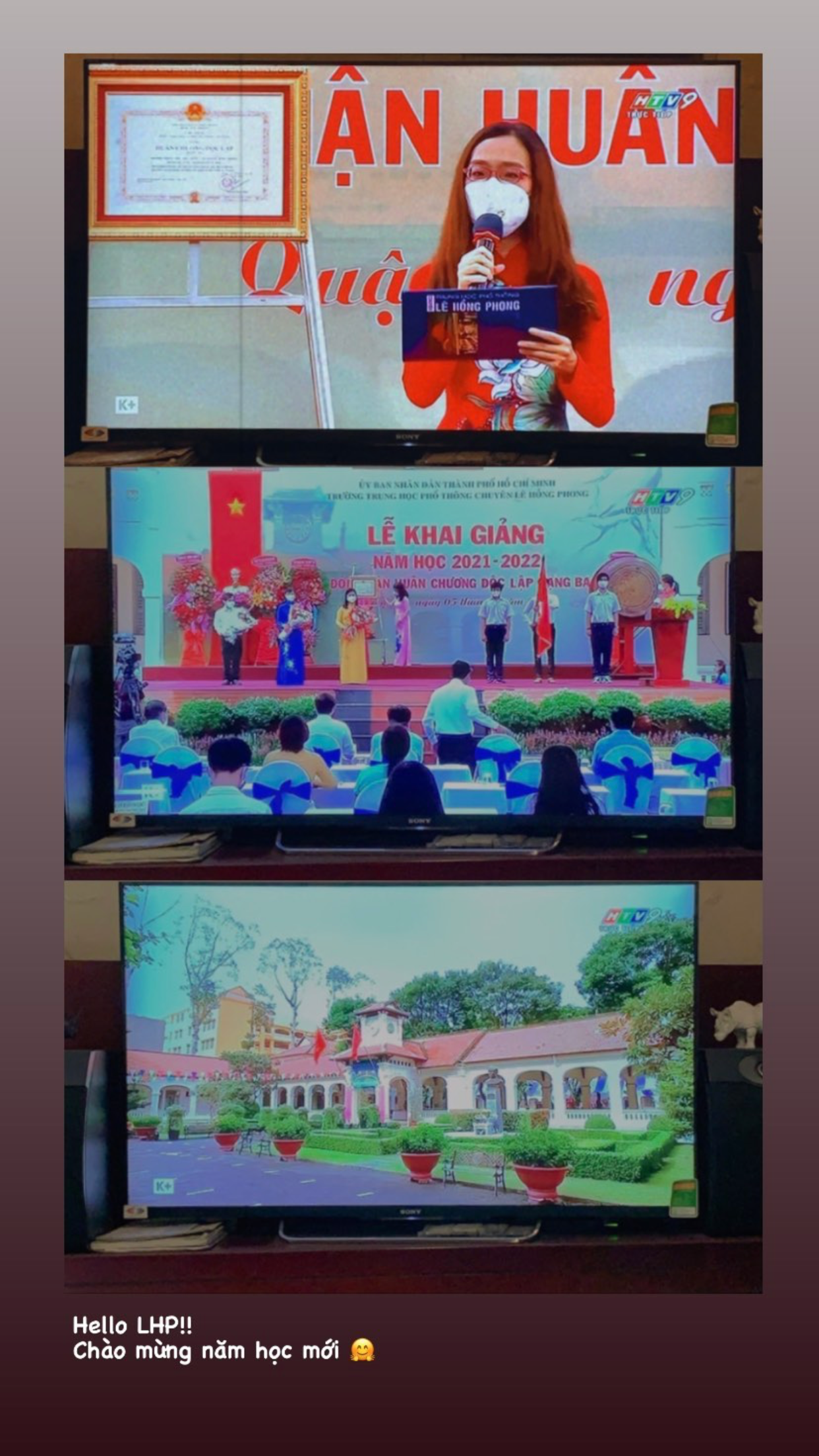 Một bạn cựu học sinh THPT chuyên Lê Hồng Phong chia sẻ khoảnh khắc về trường qua tivi. Một bạn cựu học sinh THPT chuyên Lê Hồng Phong chia sẻ khoảnh khắc về trường qua tivi.