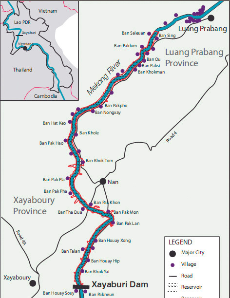 Vị trí đập Xayaburi chắn ngang dòng Mekong (Nguồn: Bangkok Post)