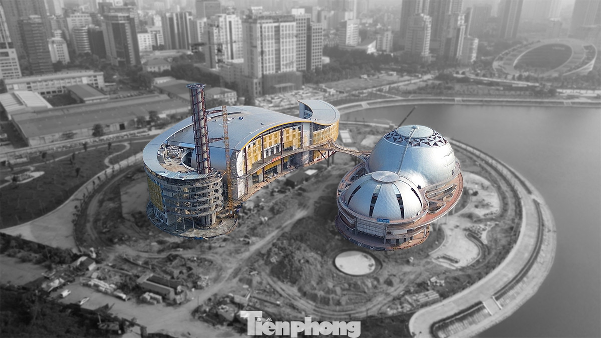 Diện mạo cơ bản hoàn thiện của Cung thiếu nhi Hà Nội sau 2 năm thi công liên tục.