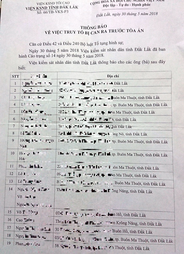 Danh sách một số nạn nhân