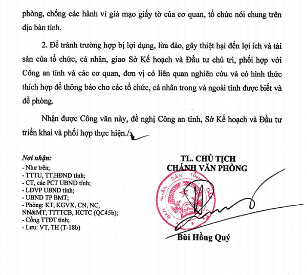 Giả mạo văn bản UBND tỉnh và ngân hàng thực hiện dự án 1.500 tỷ ảnh 2