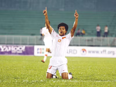 Quang Hải ăn mừng pha ghi bàn giải tỏa cơn khát bàn thắng cho ĐTVN. Ảnh: Tường Vũ