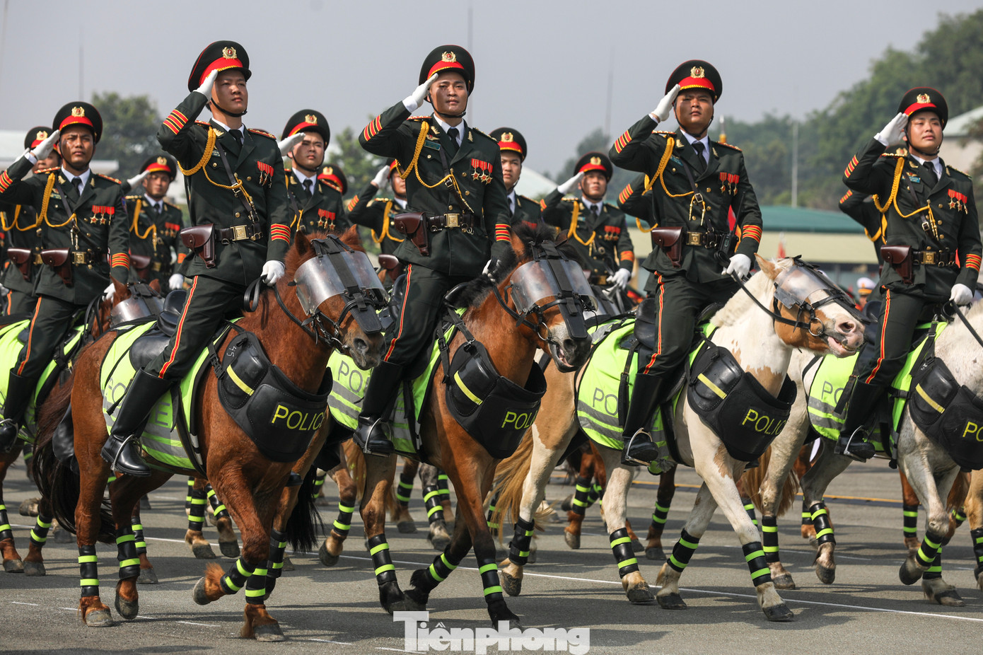 Cảnh sát cơ động kỵ binh thuộc Bộ Tư lệnh cảnh sát cơ động Bộ Công an tham gia diễu hành, diễu binh.