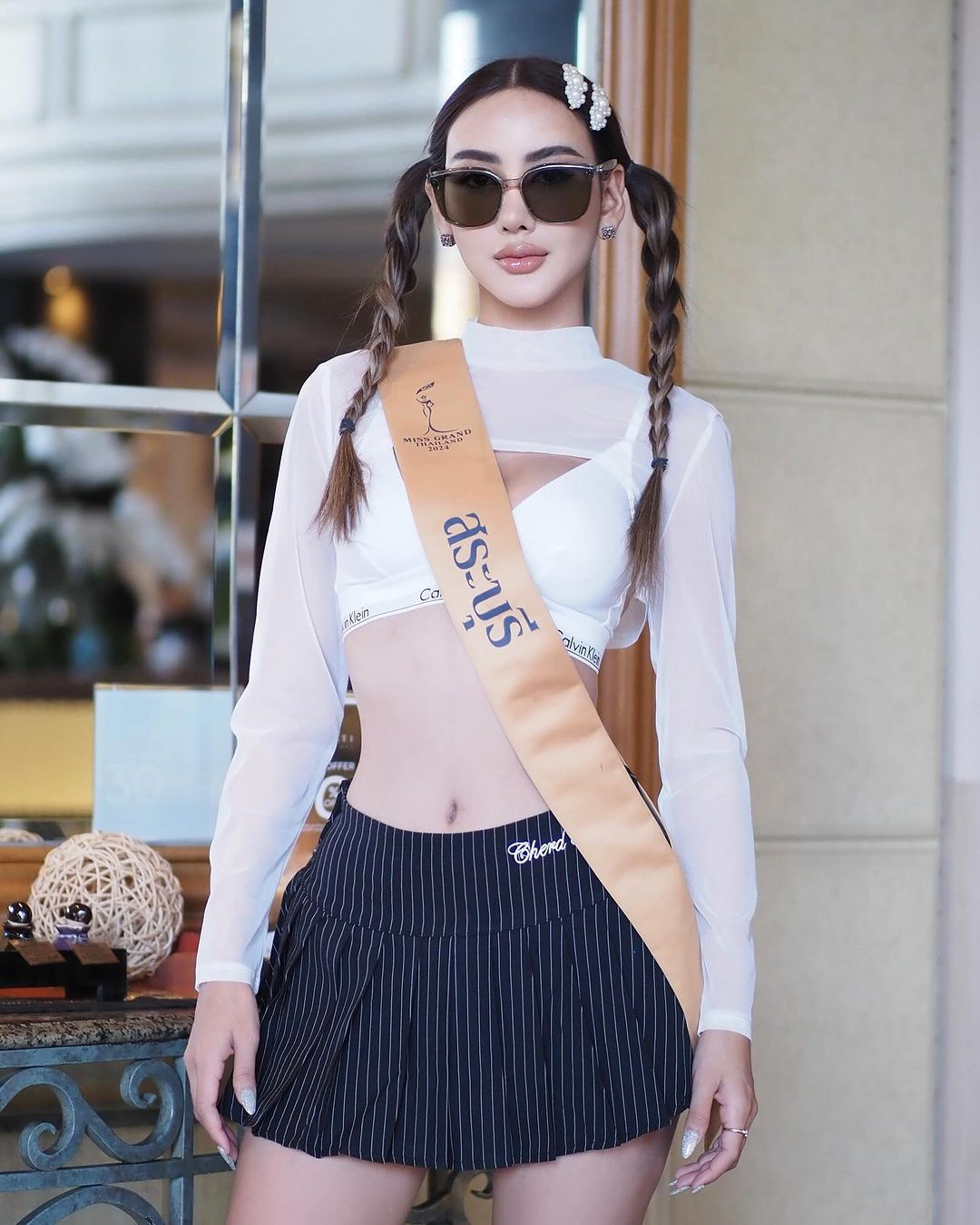 Trong suốt quá trình tham gia cuộc thi Hoa hậu Hòa bình Thái Lan 2024, Prang Suntaree luôn biết cách gây chú ý với phong cách thời trang cá tính.