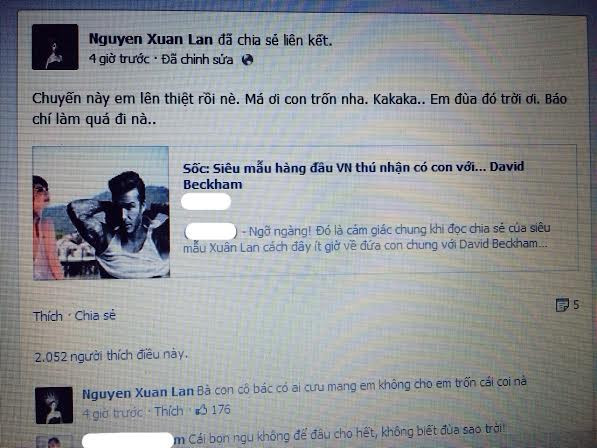 Siêu mẫu Xuân Lan tung tin 'có con với David Bekham' ảnh 4