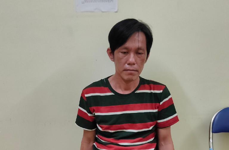 Nghi can Mai Văn Kha tại cơ quan công an.