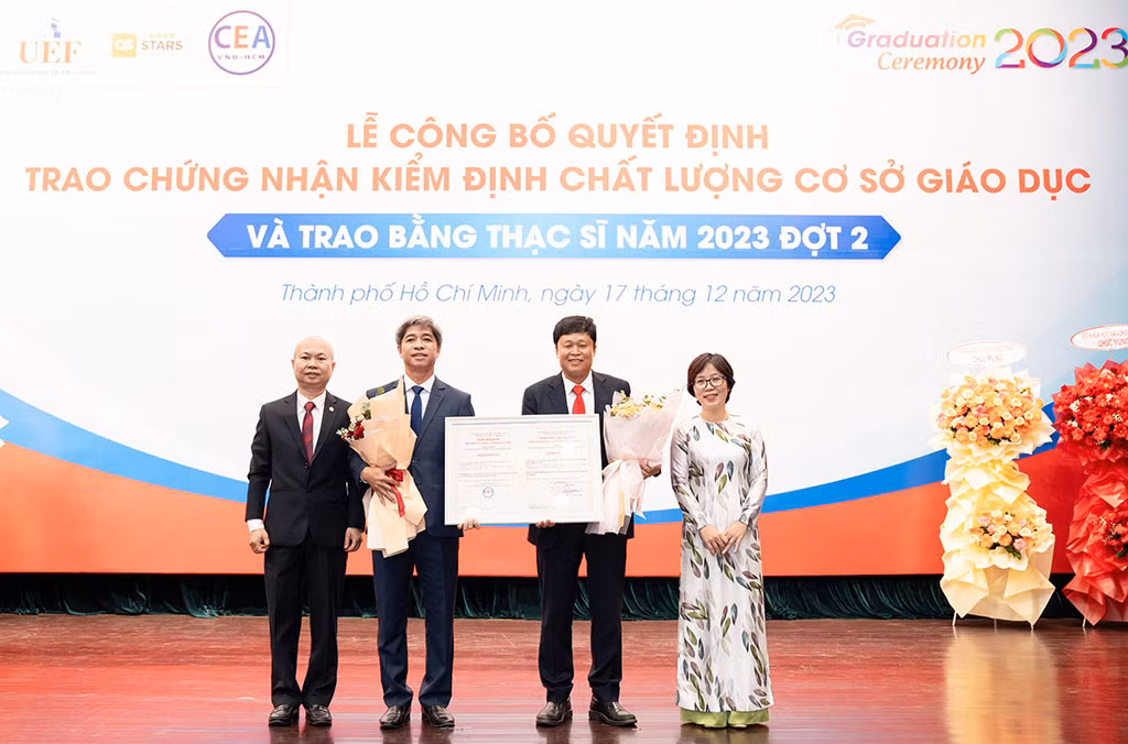 Trường ĐH Kinh tế - Tài chính TP. HCM đón nhận chứng nhận kiểm định chất lượng cơ sở giáo dục chu kỳ 2 (2019 - 2023).