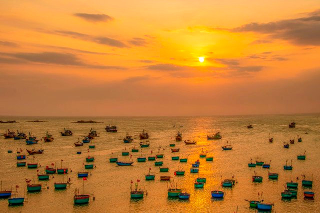 Một góc làng chài ở Bình Thuận (ảnh: Kim Cương).