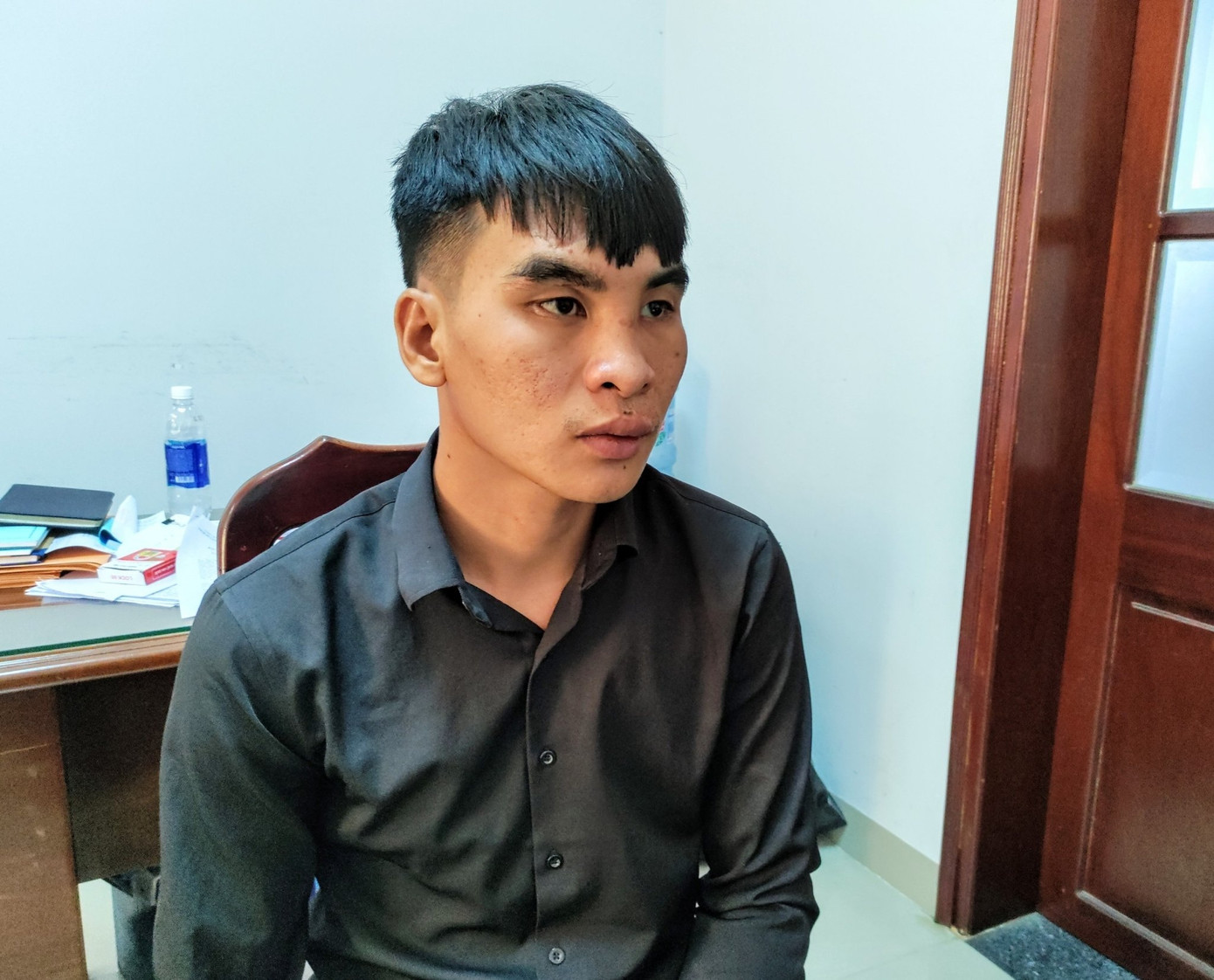 Đối tượng Võ Minh Kha tại cơ quan Công an. Đối tượng Võ Minh Kha tại cơ quan Công an.