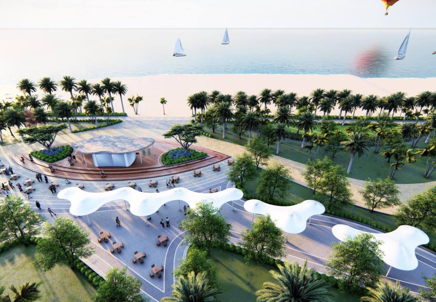 Khu cà phê thương mại quảng trường ở Bãi Sau.