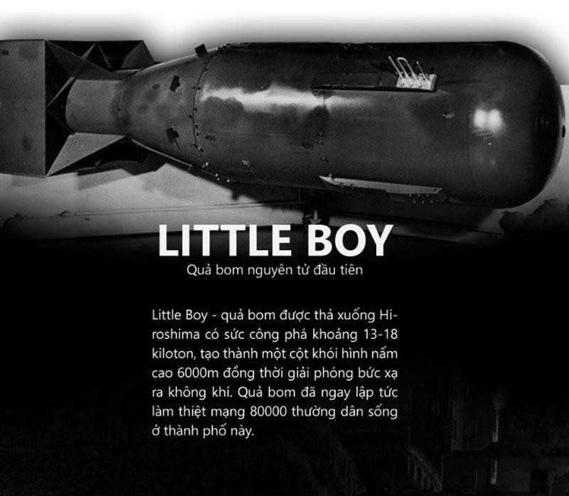 Quả bom nguyên tử đầu tiên Little boy. Quả bom nguyên tử đầu tiên Little boy.