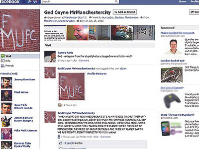 Trang Facebook với những bình luận xúc phạm đối thủ của một nhân viên Manchester City trước khi bị buộc đóng cửa Ảnh: Telegraph