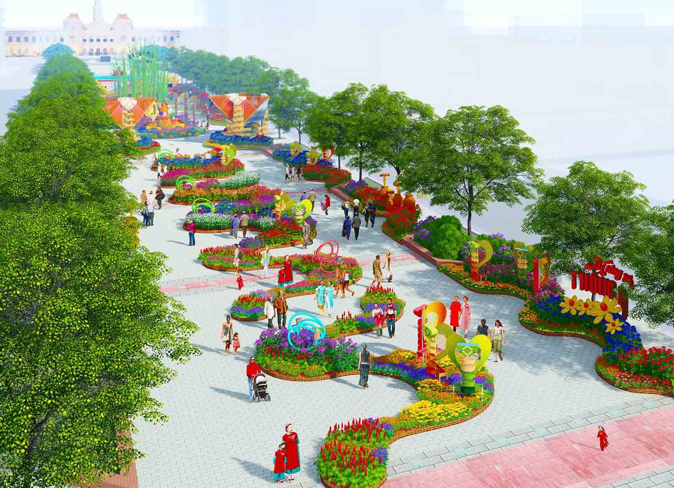 Phối cảnh toàn cảnh Đường hoa