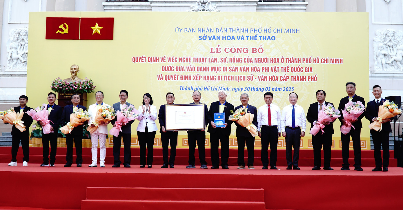 Trao quyết định của Bộ Văn hóa Thể thao và Du lịch cho Đại diện Hội Lân - Sư - Rồng TPHCM