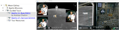 Ứng dụng này còn cho phép người sử dụng tìm kiếm những cuộc du hành vào Mặt trăng. Họ còn có thể tham gia những cuộc thám hiểm được hướng dẫn bởi các nhà du hành vũ trụ.