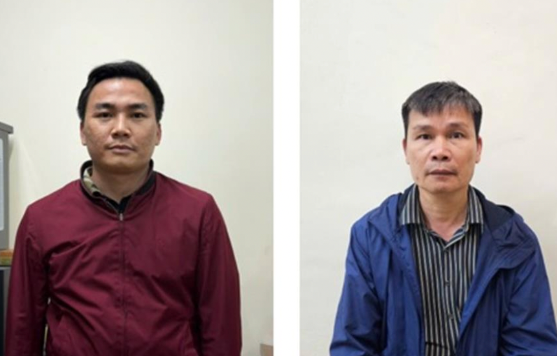 Bị can Nguyễn Xuân Tùng – Giám đốc (trái) và Nguyễn Gia Hải – Cổ đông góp vốn.