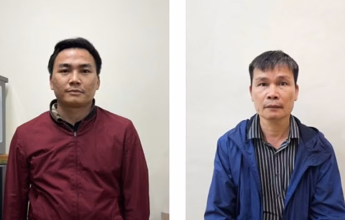 Bị can Nguyễn Xuân Tùng – Giám đốc (trái) và Nguyễn Gia Hải – Cổ đông góp vốn.