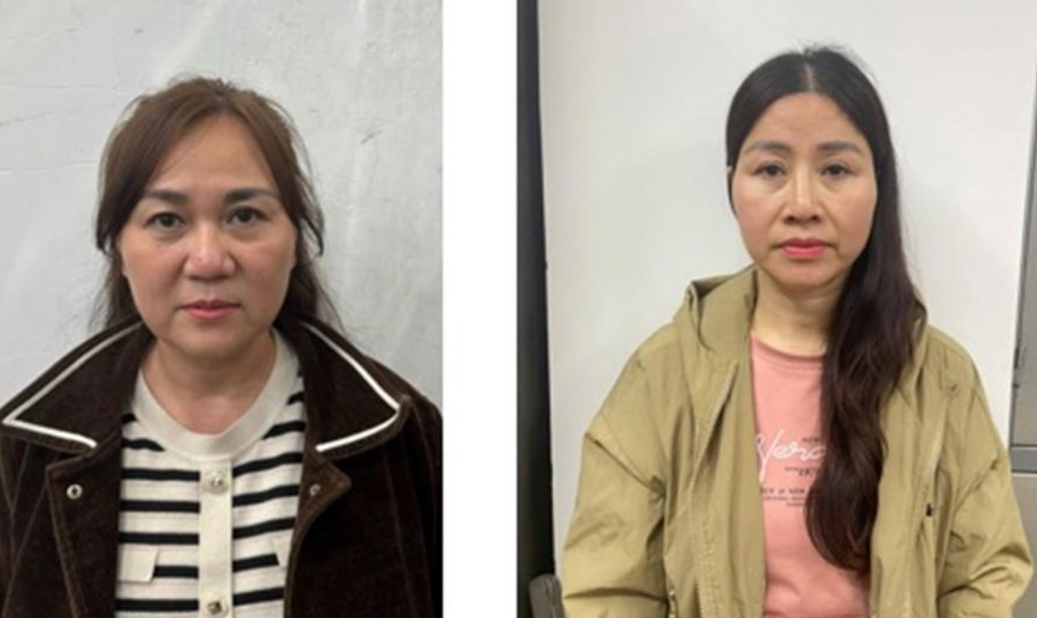 Bị can Hà Thị Nga (trái) và bị can Nguyễn Thị Cúc cùng là Cổ đông góp vốn.