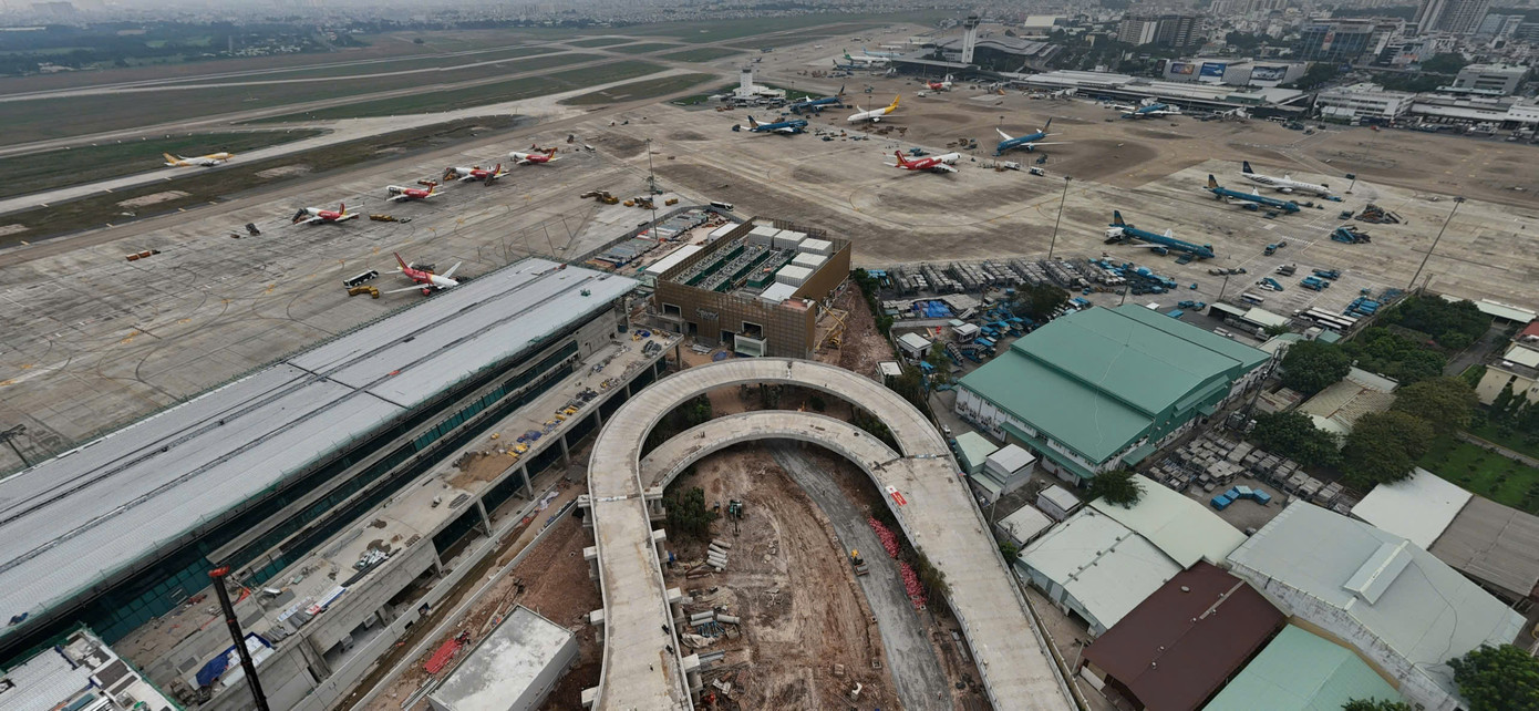Toàn cảnh nhà ga T3 nhìn từ trên cao.