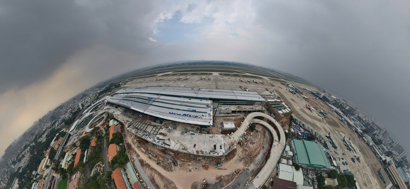 Toàn cảnh nhà ga T3 nhìn từ trên cao.