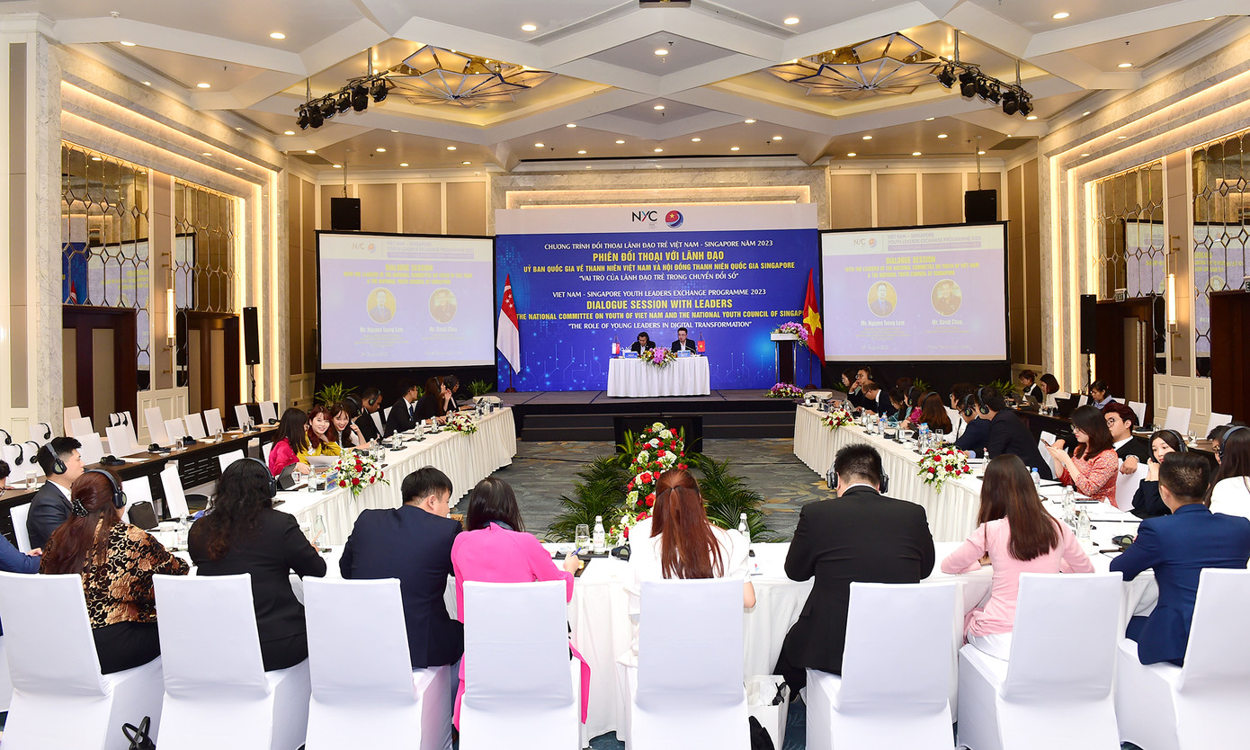 Quang cảnh phiên đối thoại với lãnh đạo Ủy ban Quốc gia về Thanh niên Việt Nam và Hội đồng Thanh niên Quốc gia Singapore. Ảnh: Xuân Tùng Quang cảnh phiên đối thoại với lãnh đạo Ủy ban Quốc gia về Thanh niên Việt Nam và Hội đồng Thanh niên Quốc gia Singapore. Ảnh: Xuân Tùng