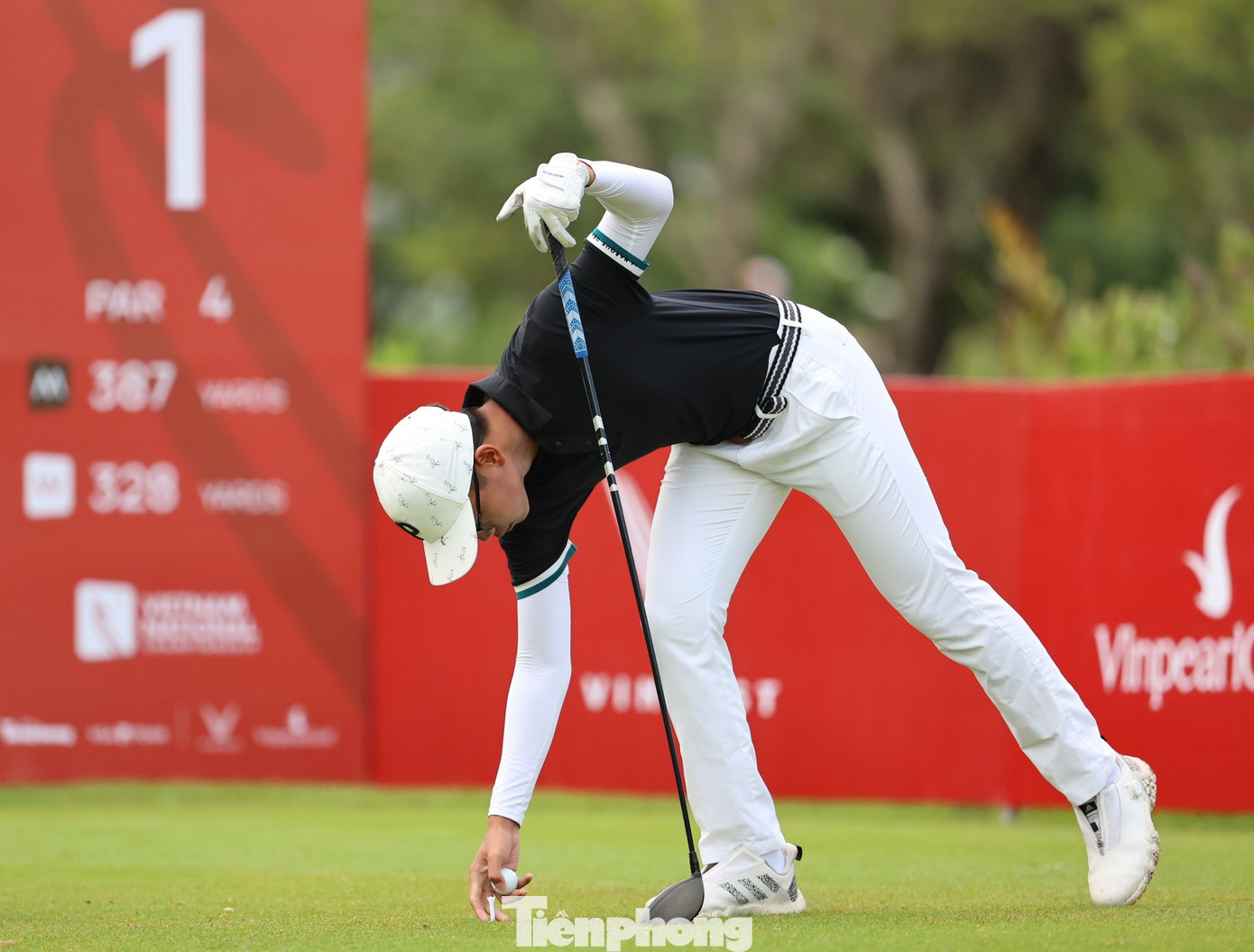 Các golfer sẵn sàng cho những cú phát bóng đầu tiên.