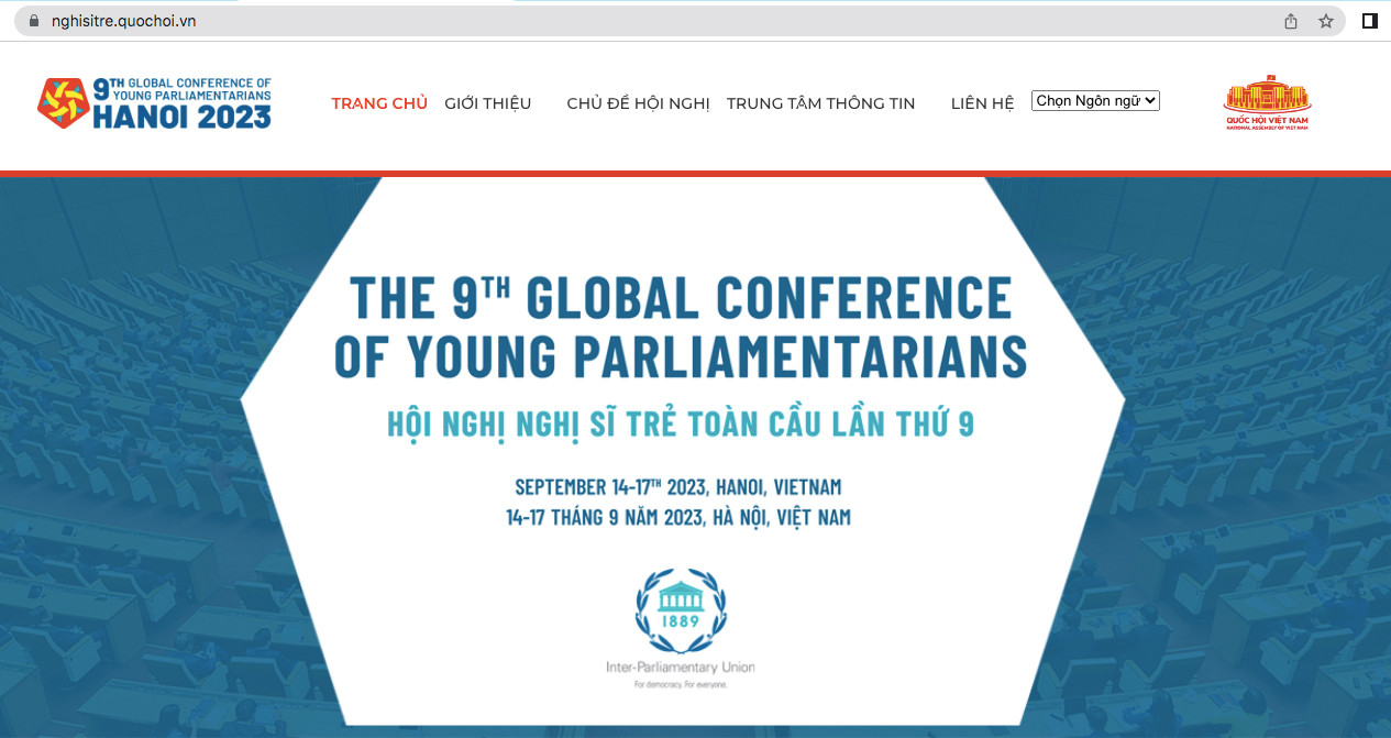 Website của Hội nghị tại địa chỉ Nghisitre.Quochoi.vn được xây dựng với 5 chuyên trang. (Ảnh chụp lại màn hình).
