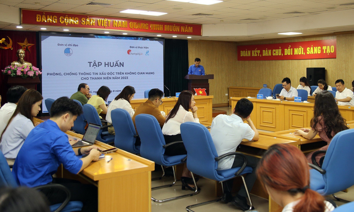 Chương trình tập huấn “Phòng, chống thông tin xấu độc trên không gian mạng cho thanh niên”. Ảnh: BTC