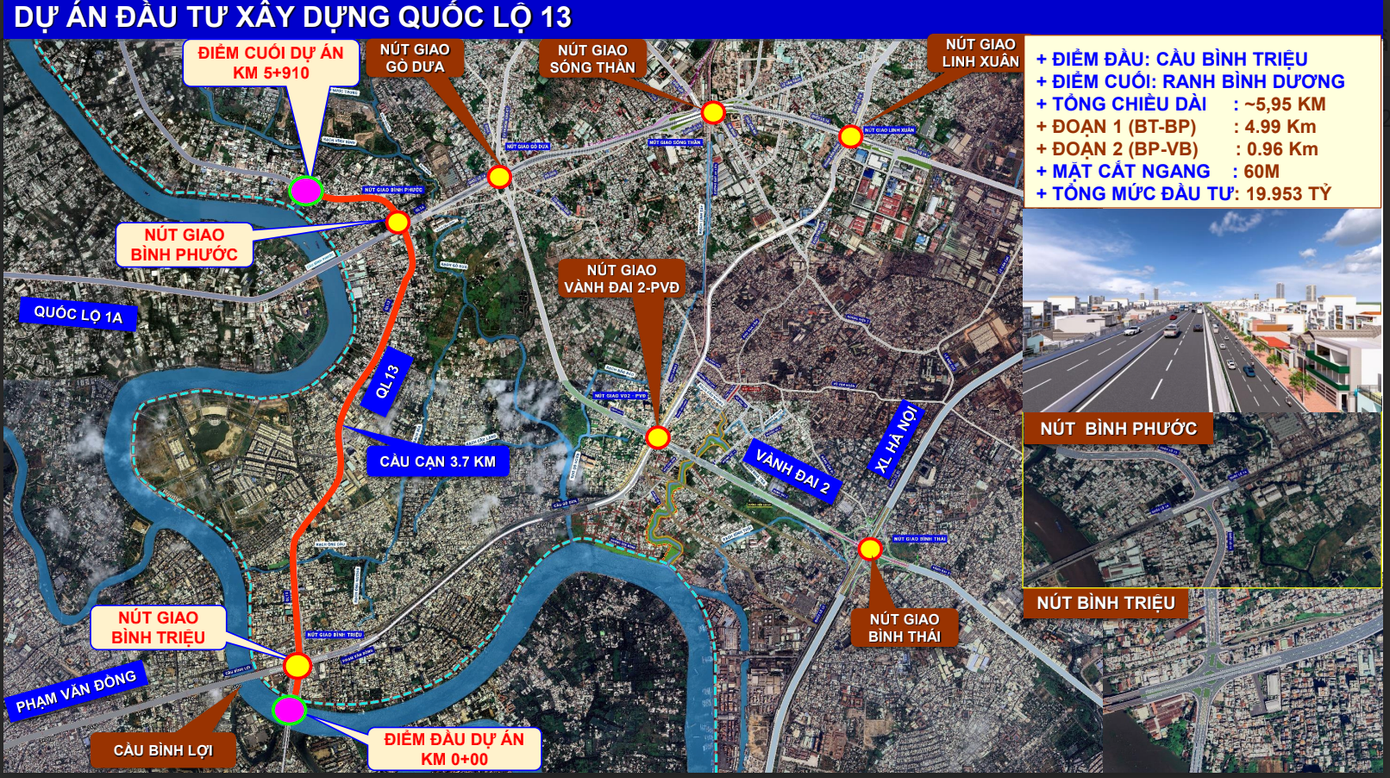 Dự án xây dựng quốc lộ 13. Ảnh: Sở GTVT TPHCM