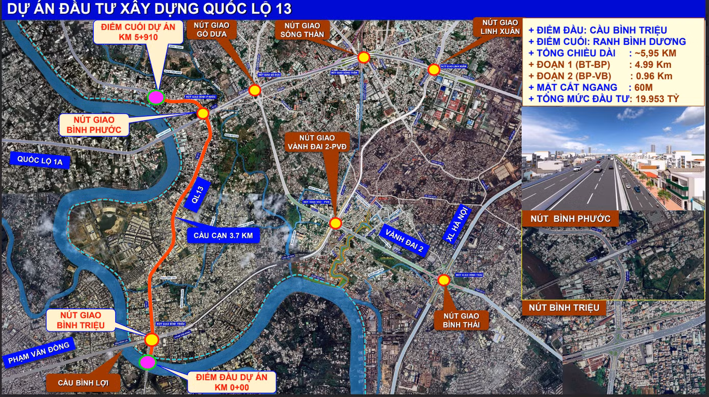 Dự án xây dựng quốc lộ 13. Ảnh: Sở GTVT TPHCM
