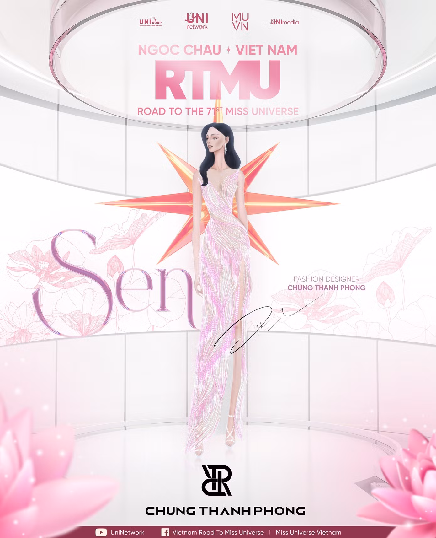 Mẫu váy dạ hội lấy cảm hứng từ hoa sen với sự thanh tao và thuần khiết. Mẫu váy dạ hội lấy cảm hứng từ hoa sen với sự thanh tao và thuần khiết.