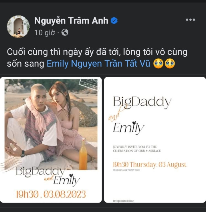 Bà xã Trâm Anh của JustaTee mong chờ đến ngày tham dự buổi lễ. Người hâm mộ phỏng đoán rằng hai nhóc tì "Tây Hồ vipro" cũng sẽ theo bố mẹ đến tham dự. Bà xã Trâm Anh của JustaTee mong chờ đến ngày tham dự buổi lễ. Người hâm mộ phỏng đoán rằng hai nhóc tì "Tây Hồ vipro" cũng sẽ theo bố mẹ đến tham dự.