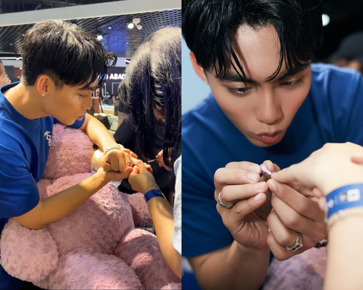 Anh chàng trổ tài sơn móng cho fan ngay khi được &quot;đòi hỏi&quot;.