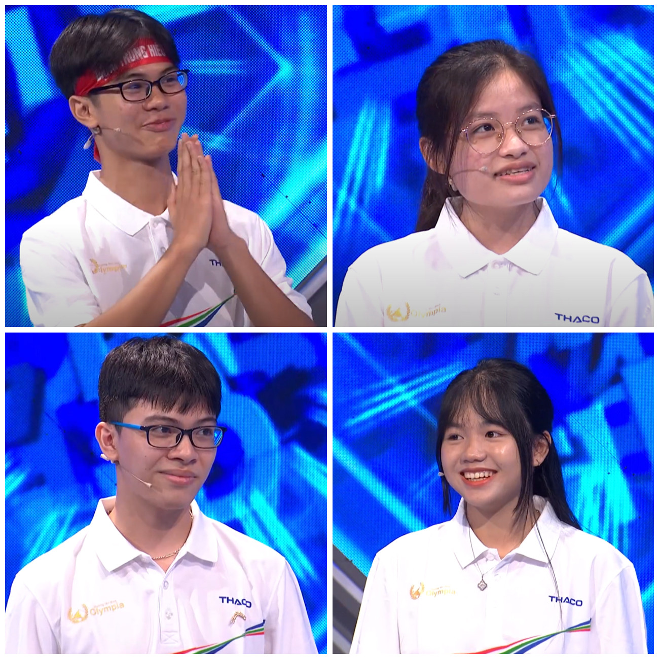 Bốn gương mặt của cuộc thi tuần đầu tiên quý 2. Nguồn: Fanpage Đường Lên Đỉnh Olympia