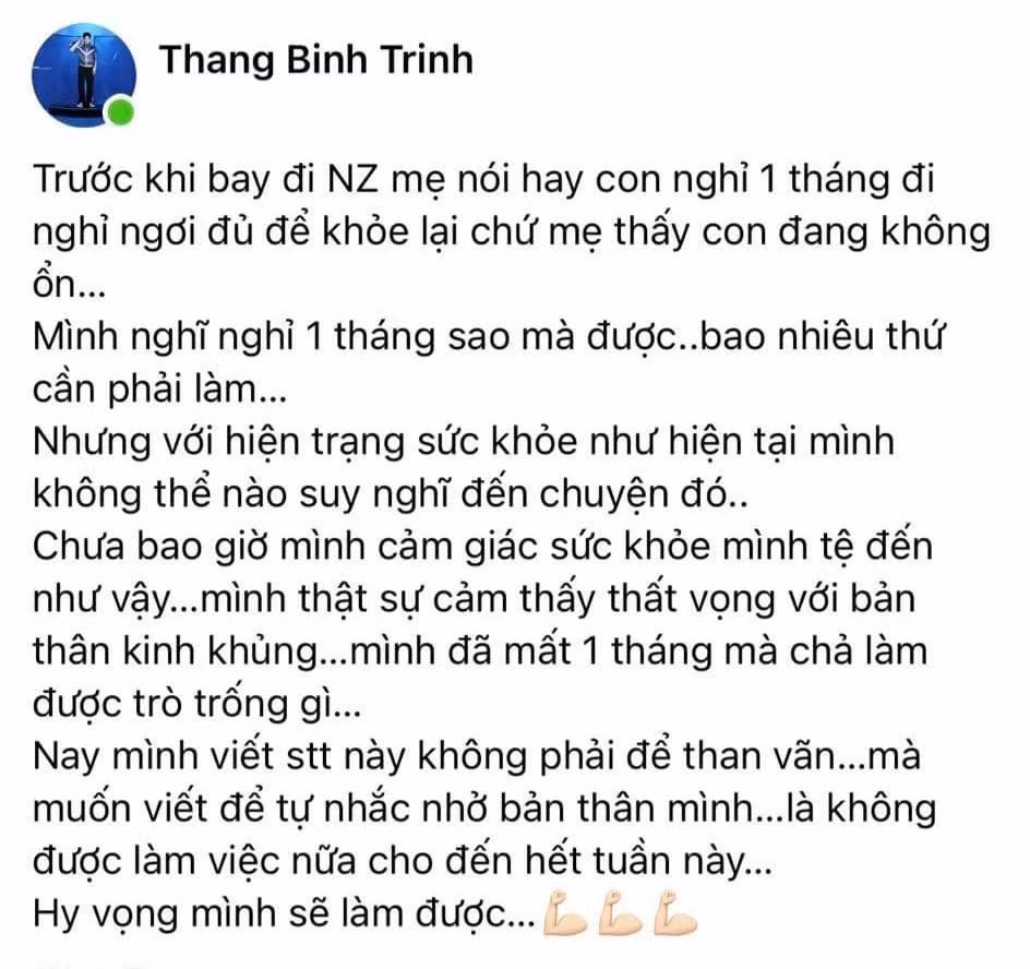 Trịnh Thăng Bình tiết lộ tình trạng sức khỏe không tốt trước khi xuất ngoại.