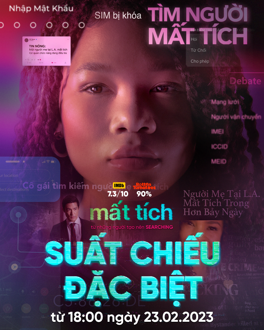 Poster chính thức của Missing (tựa Việt: Mất Tích). Poster chính thức của Missing (tựa Việt: Mất Tích).