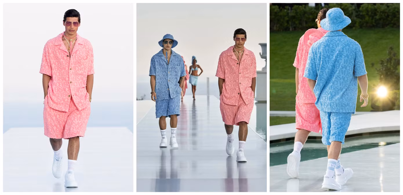Quần lửng xuất hiện trong BST La Vacanza, sản phẩm hợp tác giữa Dua Lipa và Versace.