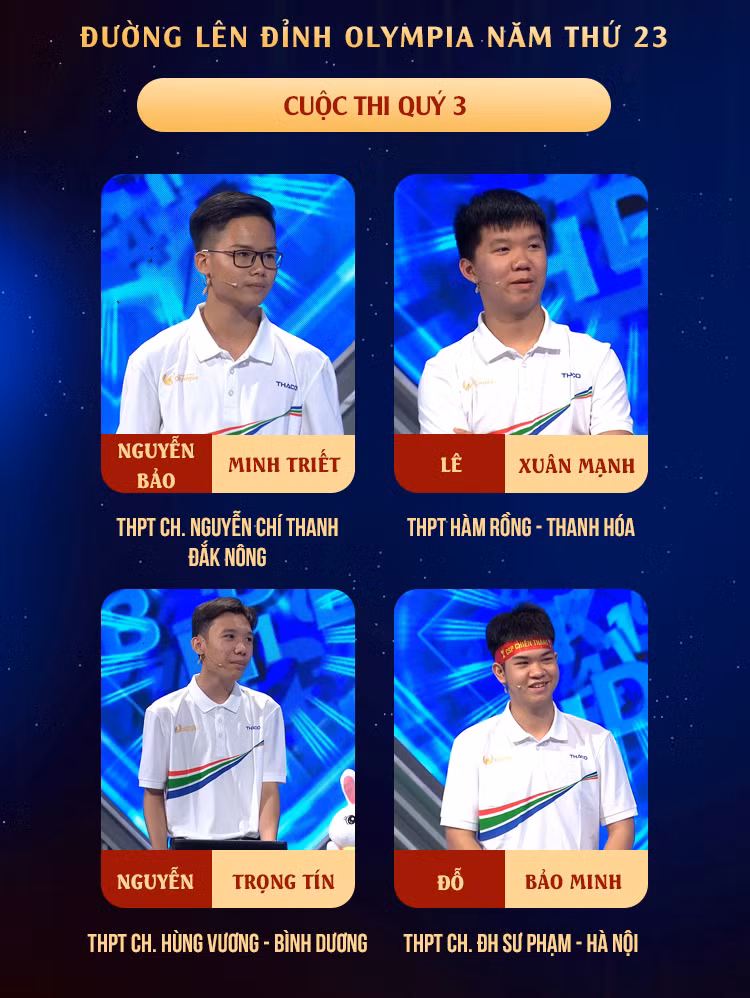 Chân dung 4 thí sinh xuất sắc vòng thi Quý 3. Nguồn: Fanpage Đường Lên Đỉnh Olympia