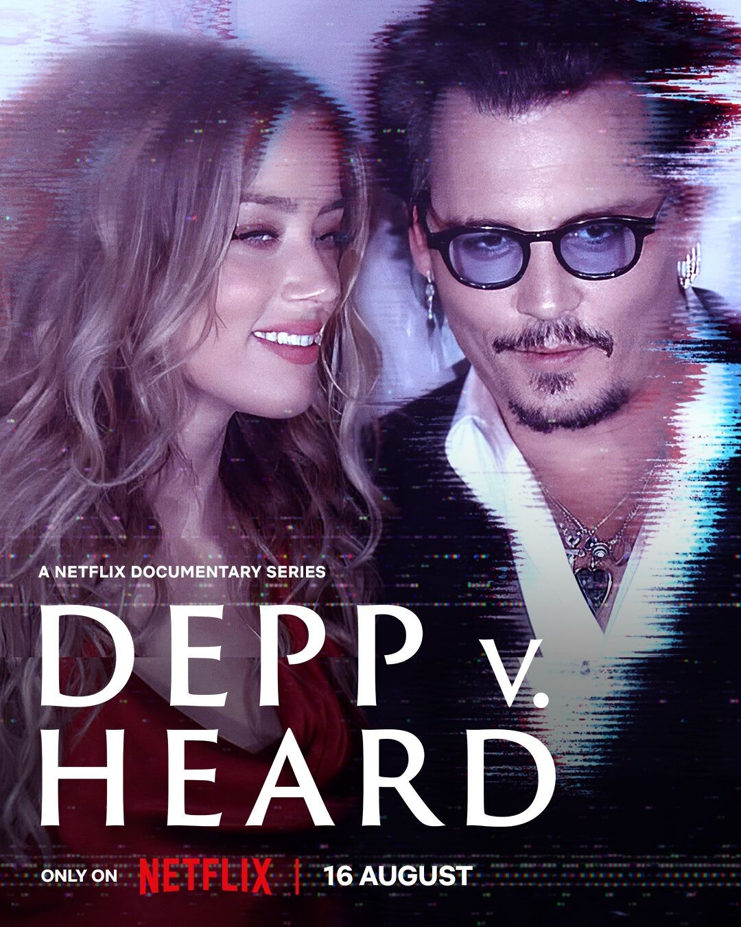 Poster phim tài liệu Depp v. Heard của Netflix.