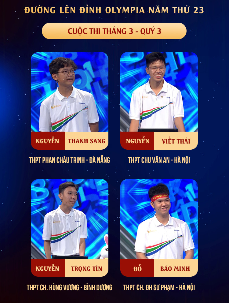 Cuộc tranh tài của 4 thí sinh xuất sắc nhất cuộc thi tuần. Nguồn: Fanpage Đường Lên Đỉnh Olympia