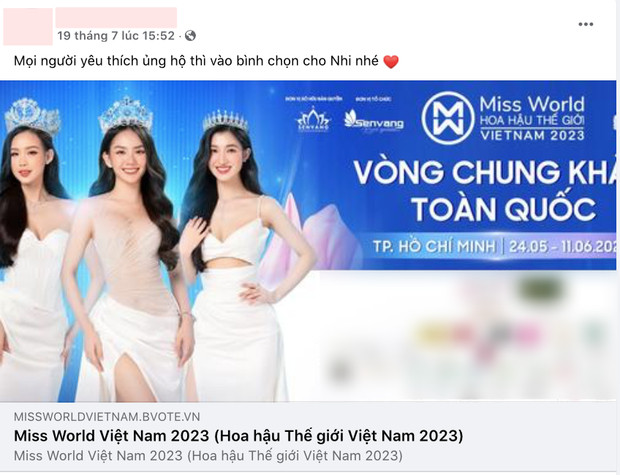 Anh Kiệt cũng thường xuyên kêu gọi bình chọn cho bạn gái trên trang facebook cá nhân.