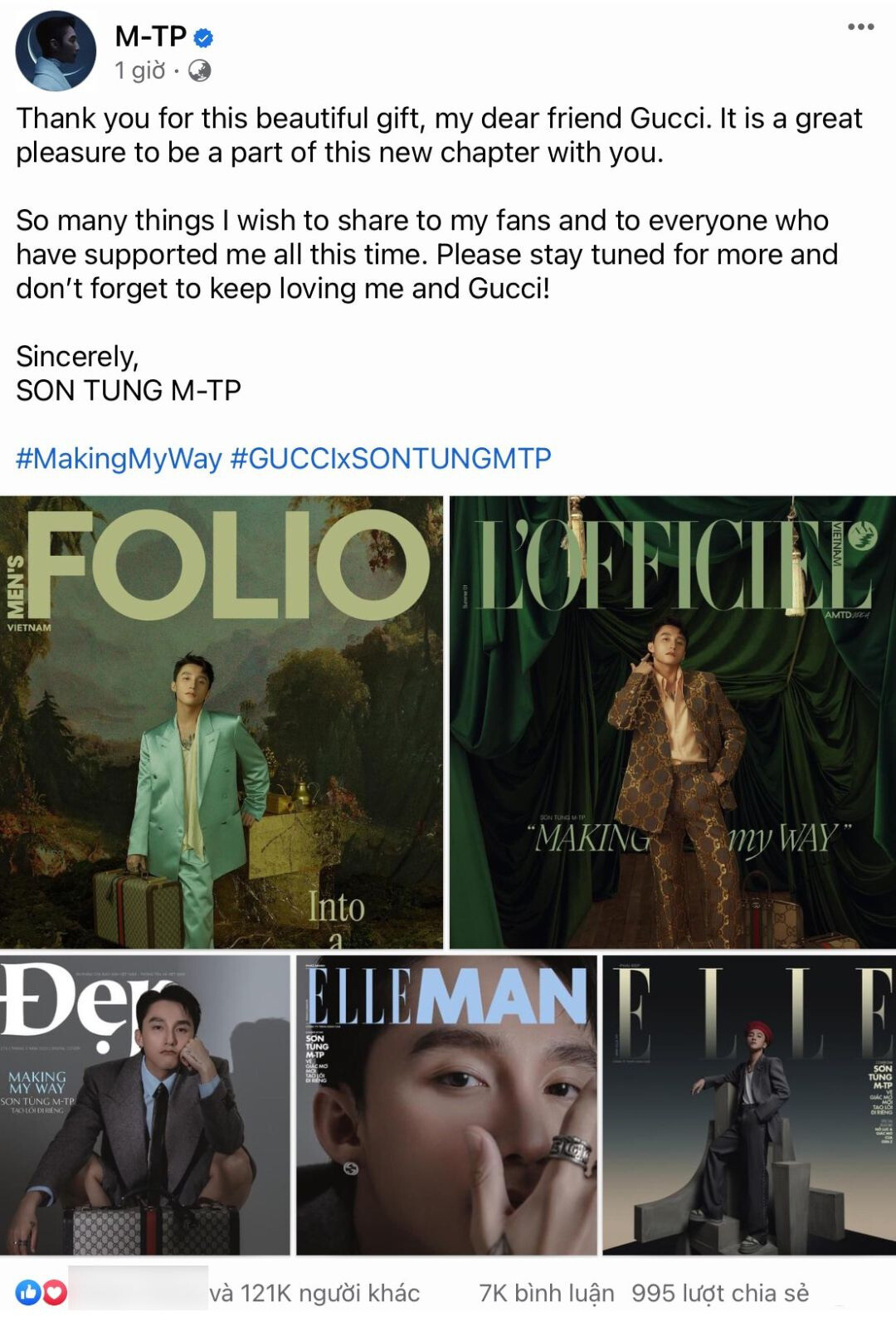 Dòng trạng thái của Sơn Tùng M-TP thu hút lượng lớn tương tác từ khán giả.