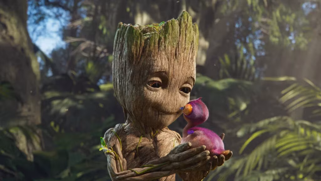 Groot phải chăm nom cho một chú chim trong tập 1 của mùa 2.