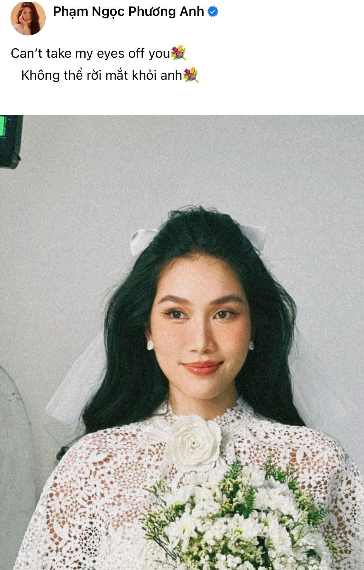 Phương Anh liên tục gửi những lời yêu thương đến chồng sắp cưới.