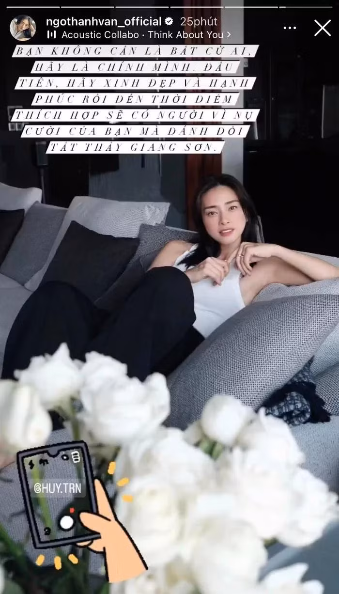 Story mới của Ngô Thanh Vân tiết lộ bí quyết người đẹp đã sử dụng để “cưa đổ" Huy Trần. Story mới của Ngô Thanh Vân tiết lộ bí quyết người đẹp đã sử dụng để “cưa đổ" Huy Trần.
